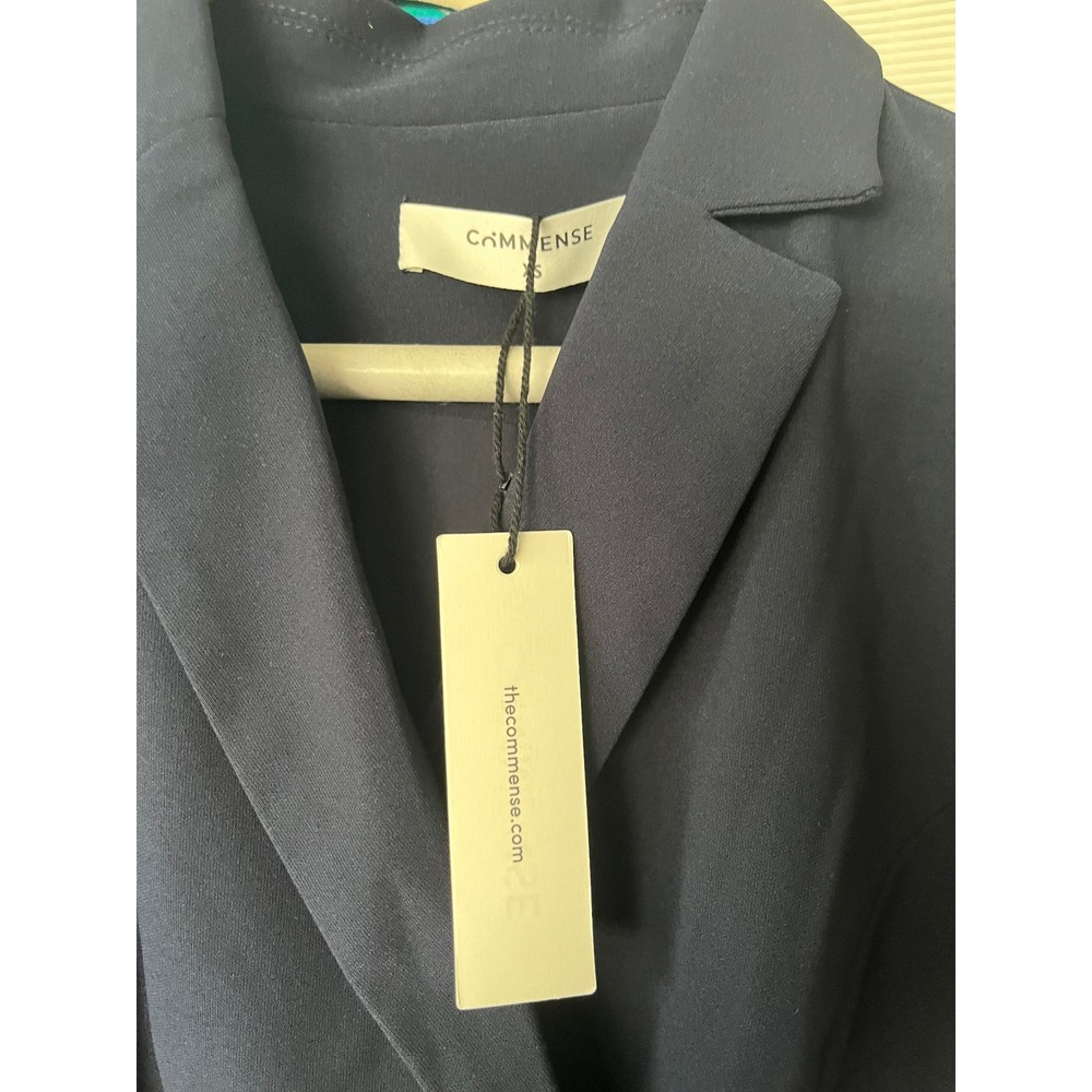 Commense Sleeveless Pleated Wrap Blazer Dress Navy Blue XS NWT - Picture 7 of 9